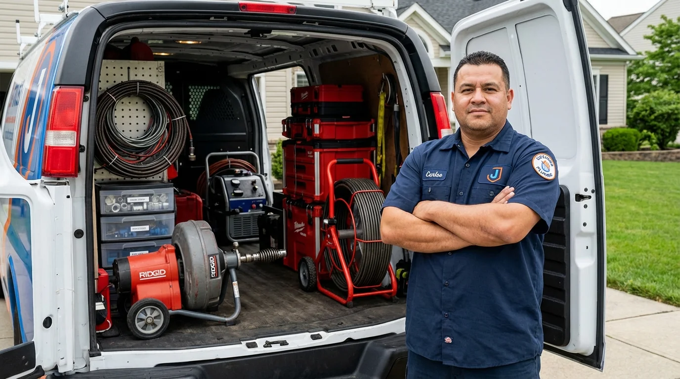 Professional drain cleaning equipment and Johns Plumbing LLC plumber in Trevorton