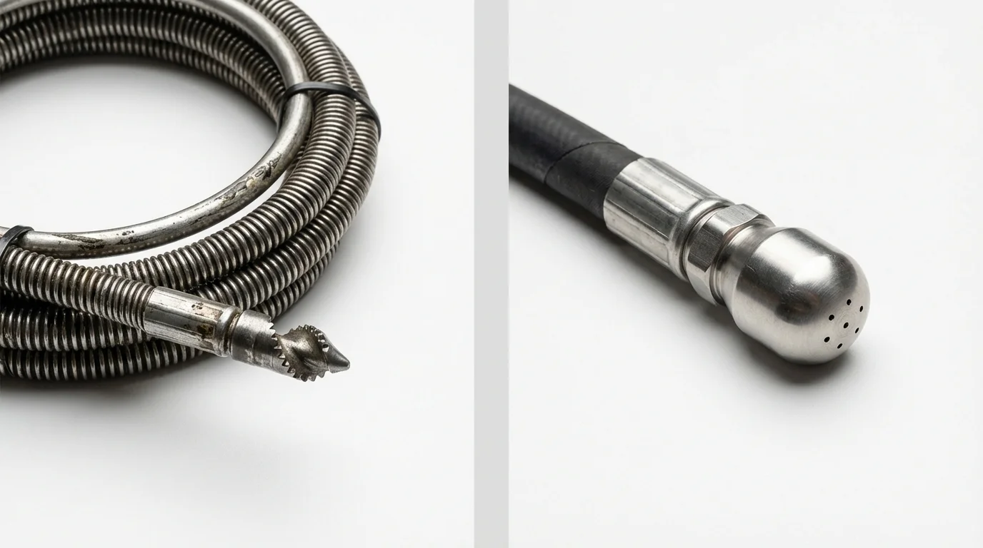 Drain snake cable and hydro jetting nozzle used for drain cleaning in Trevorton, PA