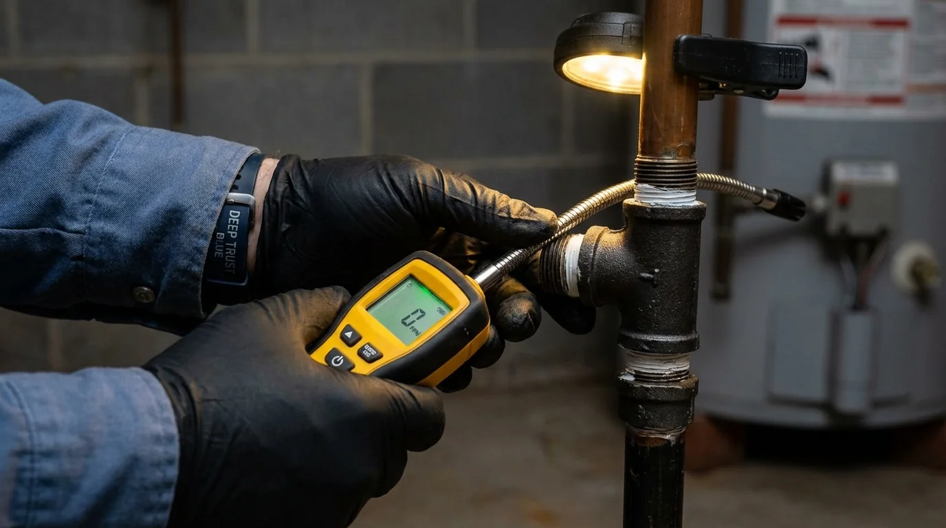 Gas leak detection with electronic sniffer by Johns Plumbing LLC in Trevorton
